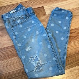 Gap | 28 tall always skinny jeans with polka dots